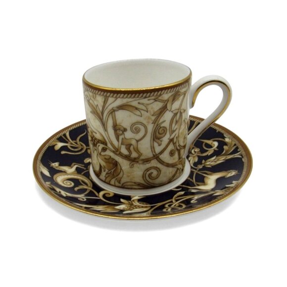 WEDGWOOD CORNUCOPIA Demitasse Espresso Coffee Cup and Saucer Vintage Rare - Picture 1 of 11